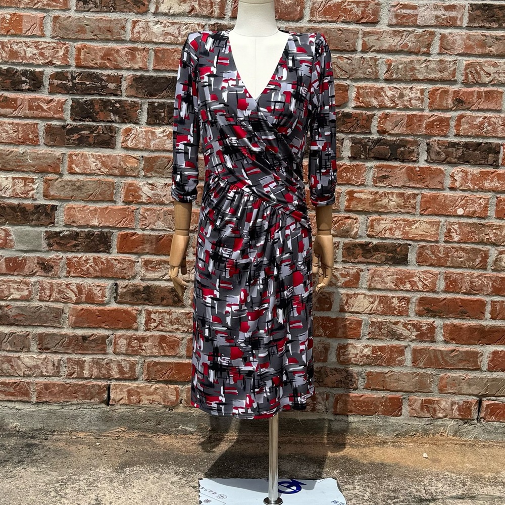 Laundry by Shelli Segal red and black abstract dress / 4 / Excellent condition - Picture 8 of 12